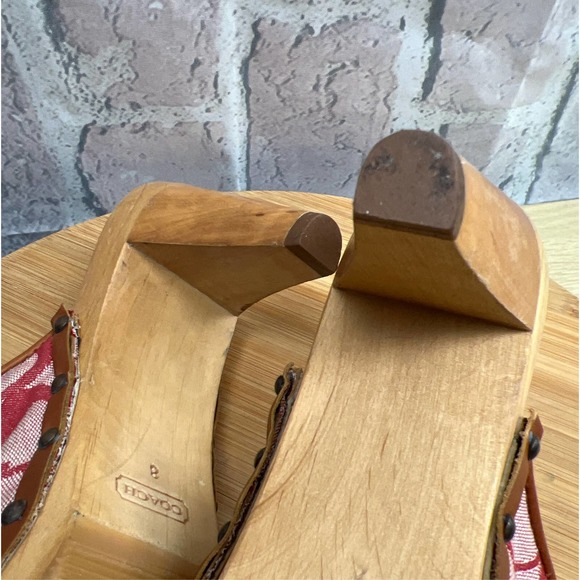 Coach Felicity Womens Size 8B Pink Wooden Clogs Made in Italy - Picture 7 of 9